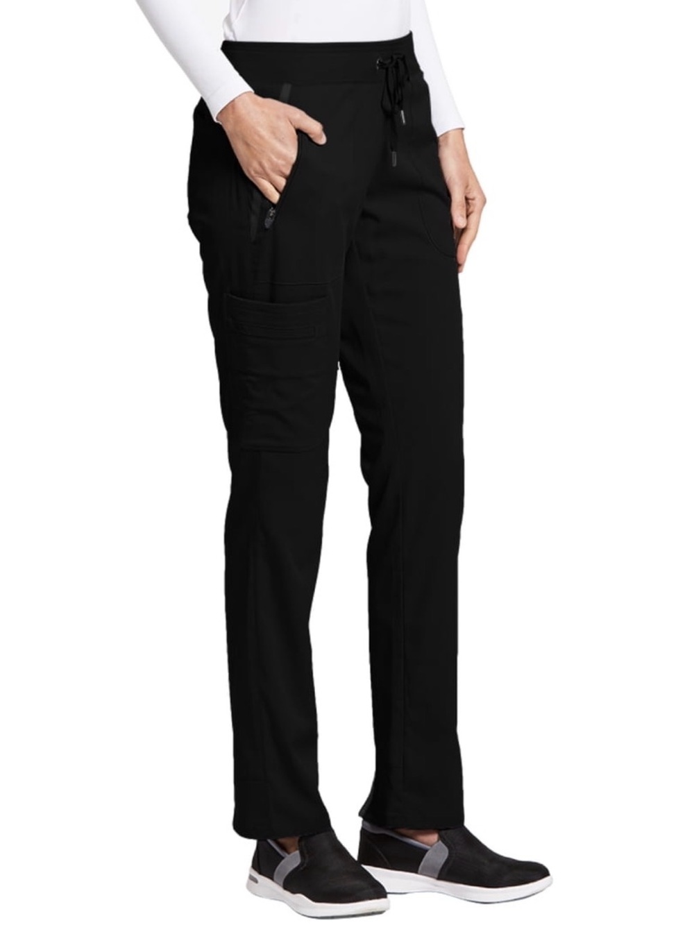 Grey's Anatomy Black Straight-Leg Cargo Scrub Pants with Drawstring